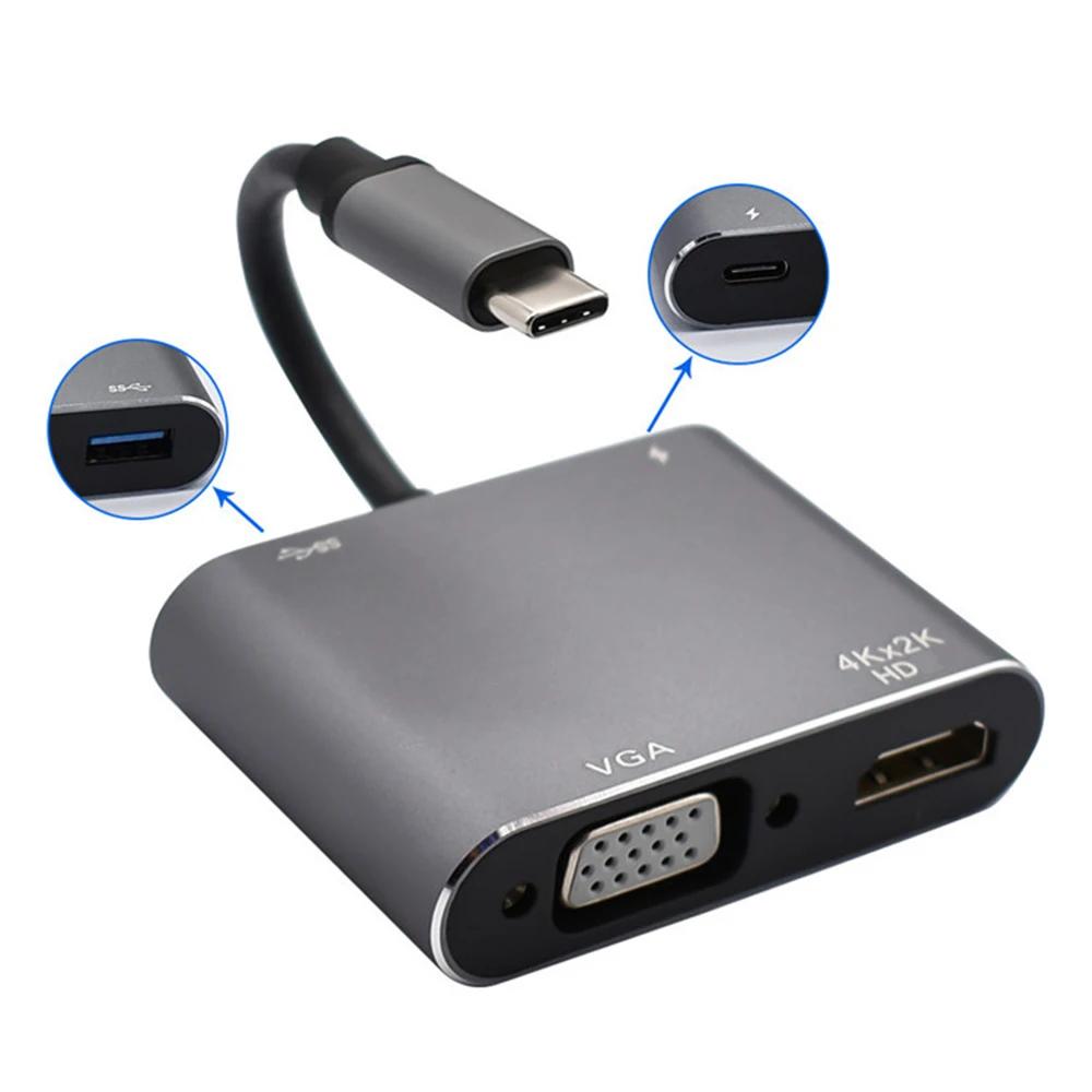 USB C  -4K HDMI ȣȯ ȭ Ȯ VGA USB3.0 CŸ ŷ ̼, ƺ Ʈ ޴ PC
